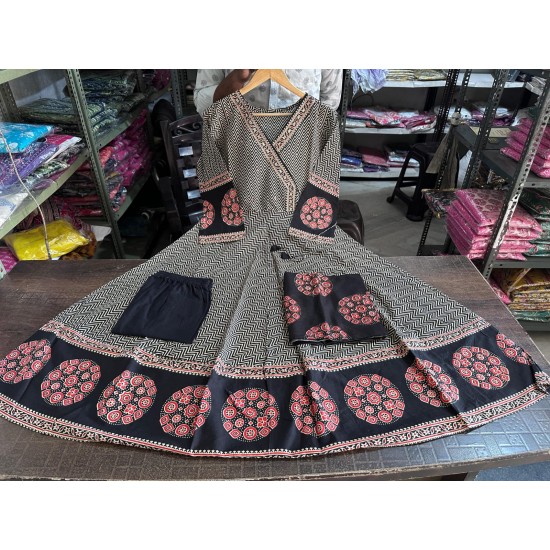 Noori Nights Black Printed Anarkali Suit Set with Dupatta