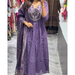 Royal Elegance Embroidered Anarkali – Lavender
