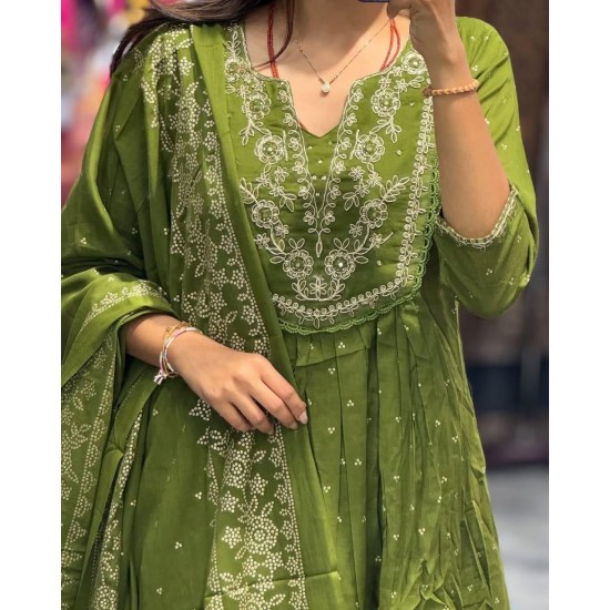 Royal Elegance Embroidered Anarkali – Olive Green Royal Elegance Embroidered Anarkali – Olive Green