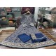 Printed Anarkali Set-Navy Blue
