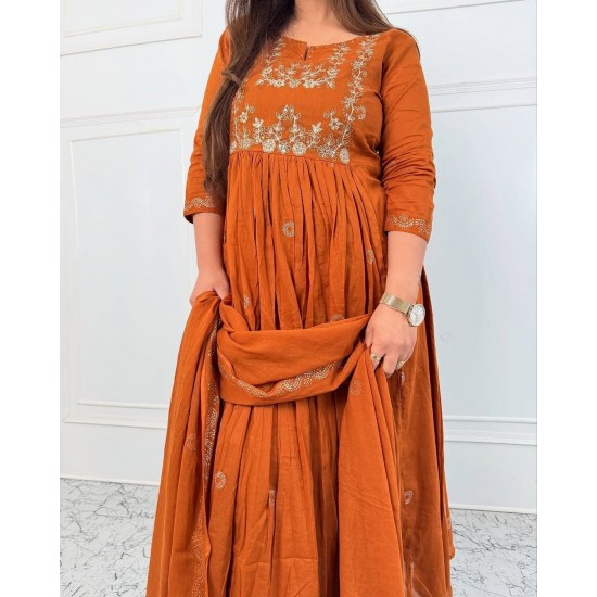 Burnt Orange Embroidered Anarkali Suit Burnt Orange Embroidered Anarkali Suit