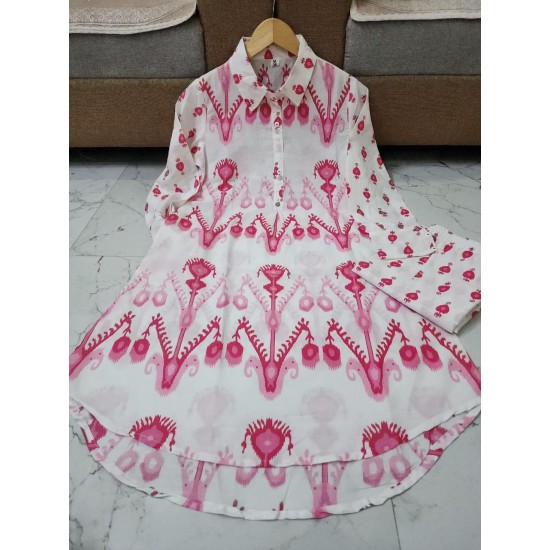  Pink Ikat Breeze Cotton Co-ord Set: