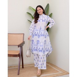 Blue Ikat Breeze Cotton Co-ord Set