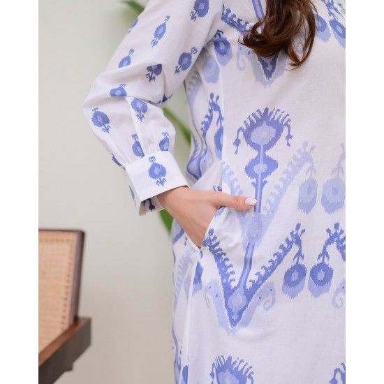Blue Ikat Breeze Cotton Co-ord Set