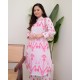  Pink Ikat Breeze Cotton Co-ord Set: