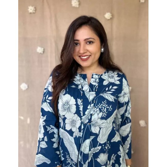 Blue Midnight Bloom Cotton Co-ord Set