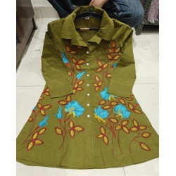 Olive Green Floral Embroidered Co-ord Set