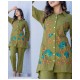 Olive Green Floral Embroidered Co-ord Set Olive Green Floral Embroidered Co-ord Set