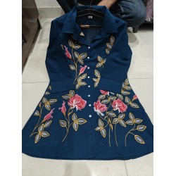 Royal Blue Rose Garden Embroidered Co-ord Set
