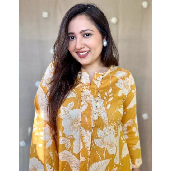 Yellow Sunshine Bloom Cotton Co-ord Set