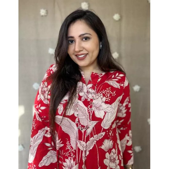 Red Blossom Breeze Cotton Co-ord Set Red Blossom Breeze Cotton Co-ord Set