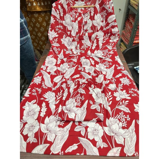 Red Blossom Breeze Cotton Co-ord Set Red Blossom Breeze Cotton Co-ord Set