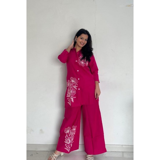 Floral Fuchsia Cotton Co-ord Set Floral Fuchsia Cotton Co-ord Set