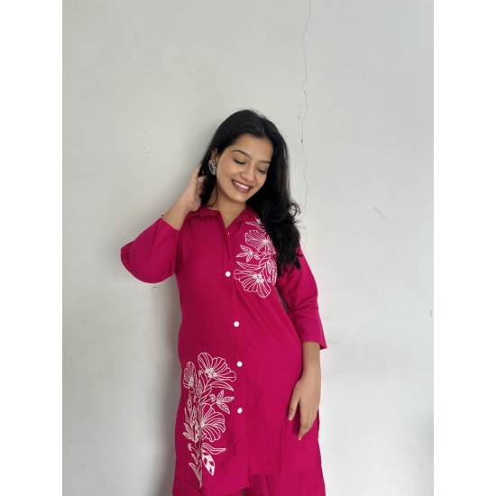 Floral Fuchsia Cotton Co-ord Set Floral Fuchsia Cotton Co-ord Set