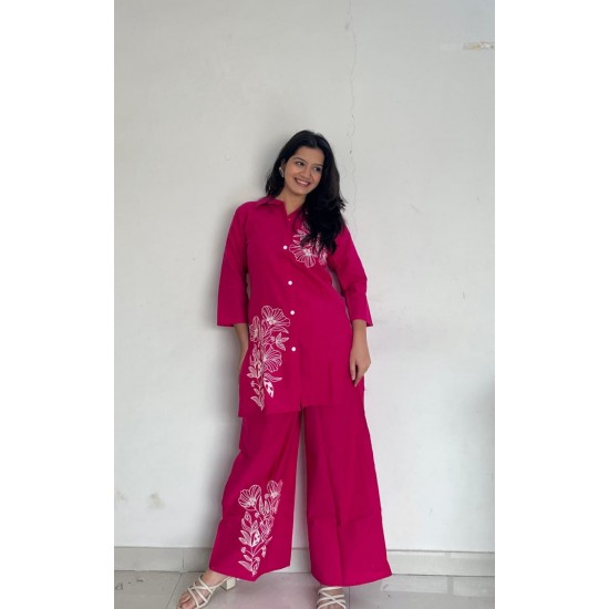 Floral Fuchsia Cotton Co-ord Set Floral Fuchsia Cotton Co-ord Set