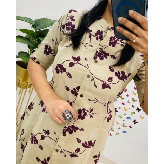 Floral Charm Co-ord Set - Beige & Wine Floral Charm Co-ord Set - Beige & Wine