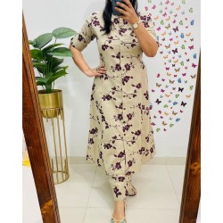 Floral Charm Co-ord Set - Beige & Wine