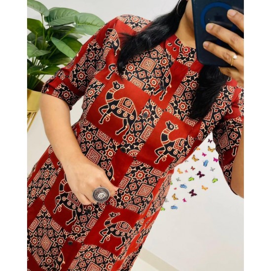 Camel Print Maroon Co-ord Set