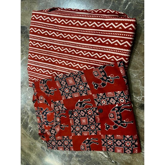 Camel Print Maroon Co-ord Set