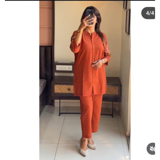 Rust Elegance Cotton Coord Set