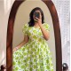 Green Daisy Smocked Cotton Dress