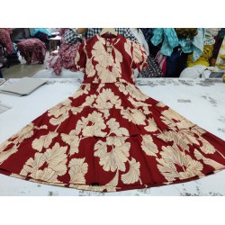 Rust Red Floral Fit & Flare Midi Dress