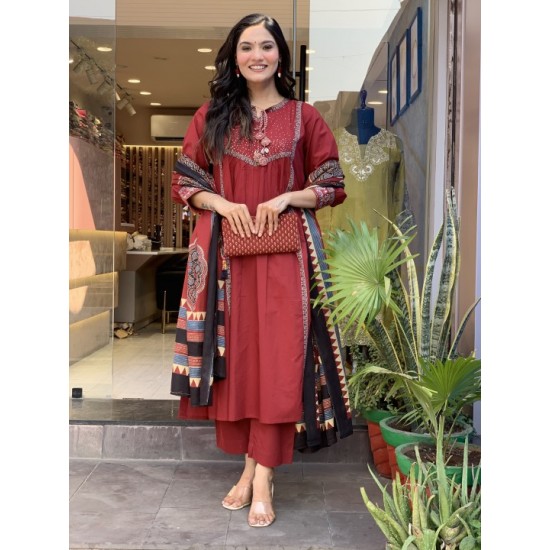 Rust Charm Ethnic Suit Set