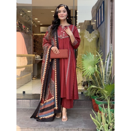 Rust Charm Ethnic Suit Set