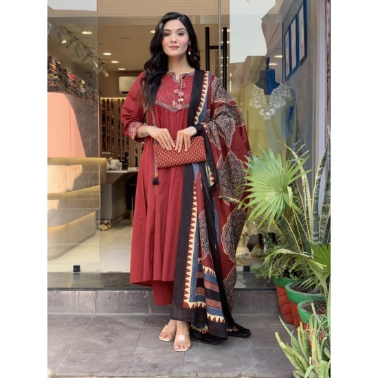Rust Charm Ethnic Suit Set