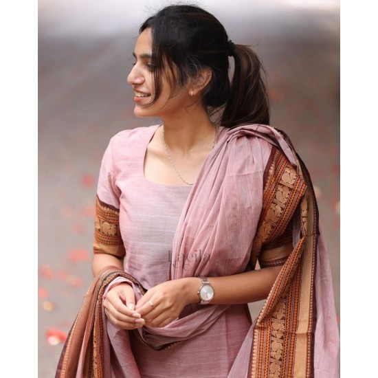 Blush Kanchi Cotton Handloom Suit Set