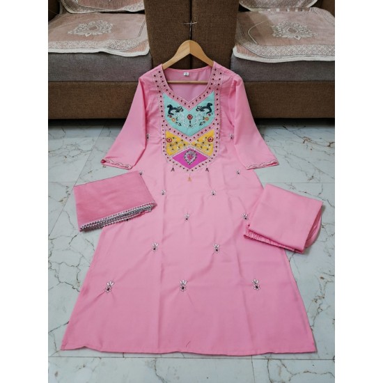 Pink Mirror Magic Embroidered Suit Set