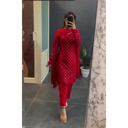 Red Radiance Mirror Work Suit Set Red Radiance Mirror Work Suit Set