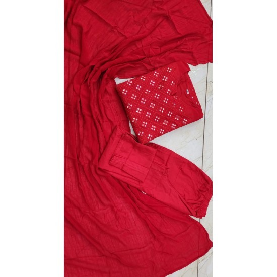 Red Radiance Mirror Work Suit Set