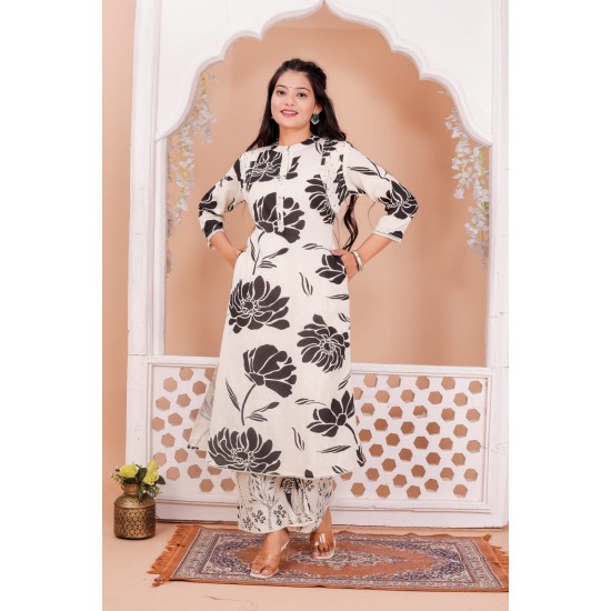 Gulrangi Blossom Kurti Set – Classic Black