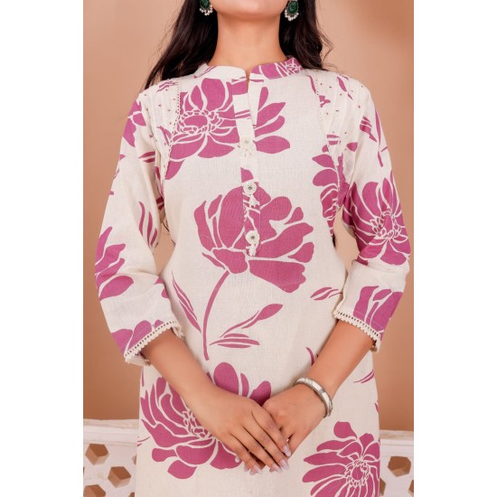 Gulrangi Blossom Kurti Set – Rose Pink