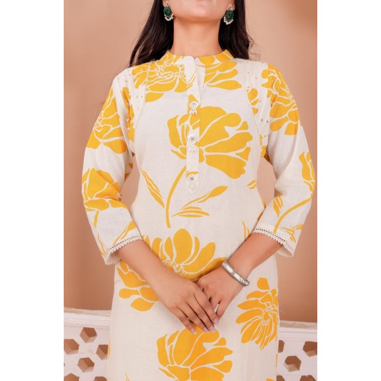 Gulrangi Blossom Kurti Set-Mustard Yellow Gulrangi Blossom Kurti Set-Mustard Yellow