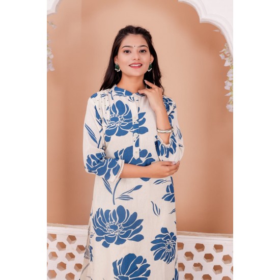 Gulrangi Blossom Kurti Set – Indigo Blue Gulrangi Blossom Kurti Set – Indigo Blue