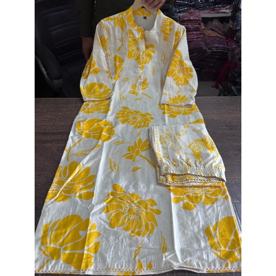 Gulrangi Blossom Kurti Set-Mustard Yellow Gulrangi Blossom Kurti Set-Mustard Yellow