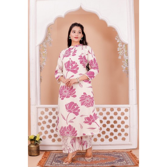 Gulrangi Blossom Kurti Set – Rose Pink