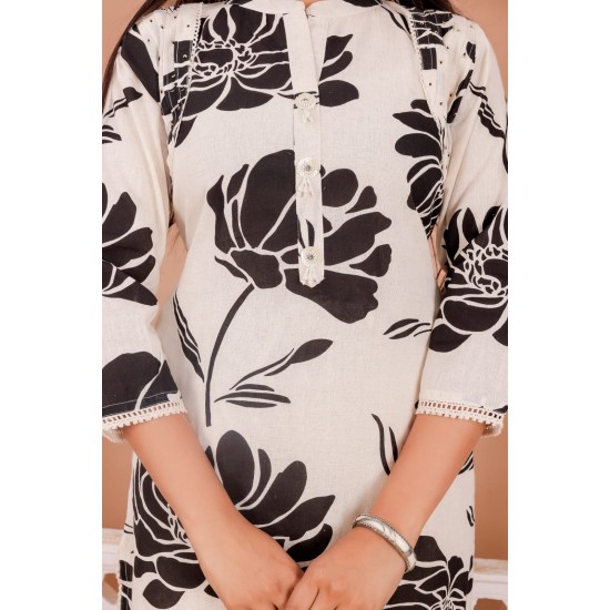 Gulrangi Blossom Kurti Set – Classic Black