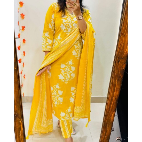Sunshine Bloom Printed Cotton Suit Set