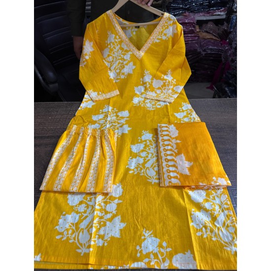 Sunshine Bloom Printed Cotton Suit Set