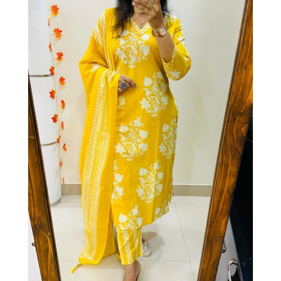 Sunshine Bloom Printed Cotton Suit Set