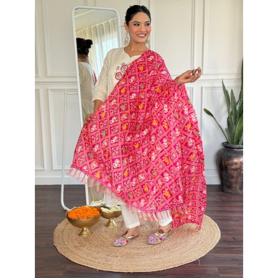 Pure Chikankari Cotton Kurta Set with Ikat Dupatta