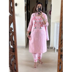 Blush Pink Embroidered Cotton Suit Set   Blush Pink Embroidered Cotton Suit Set