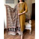 Mustard Handwork Suit Set with Floral Dupatta Mustard Handwork Suit Set with Floral Dupatta