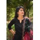 Elegant Black A-Line Cotton Suit with Floral Dupatta