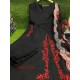 Elegant Black A-Line Cotton Suit with Floral Dupatta