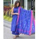 Royal Blue Handloom Kurta Set with Contrasting  Royal Blue Handloom Kurta Set with Contrasting