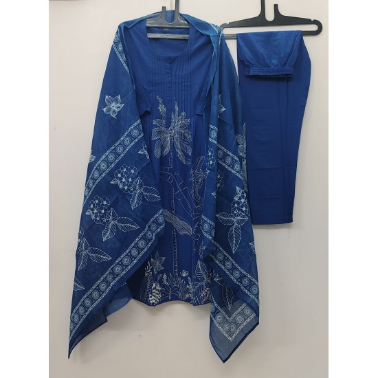 Royal Blue Bloom Handblock Suit Set
